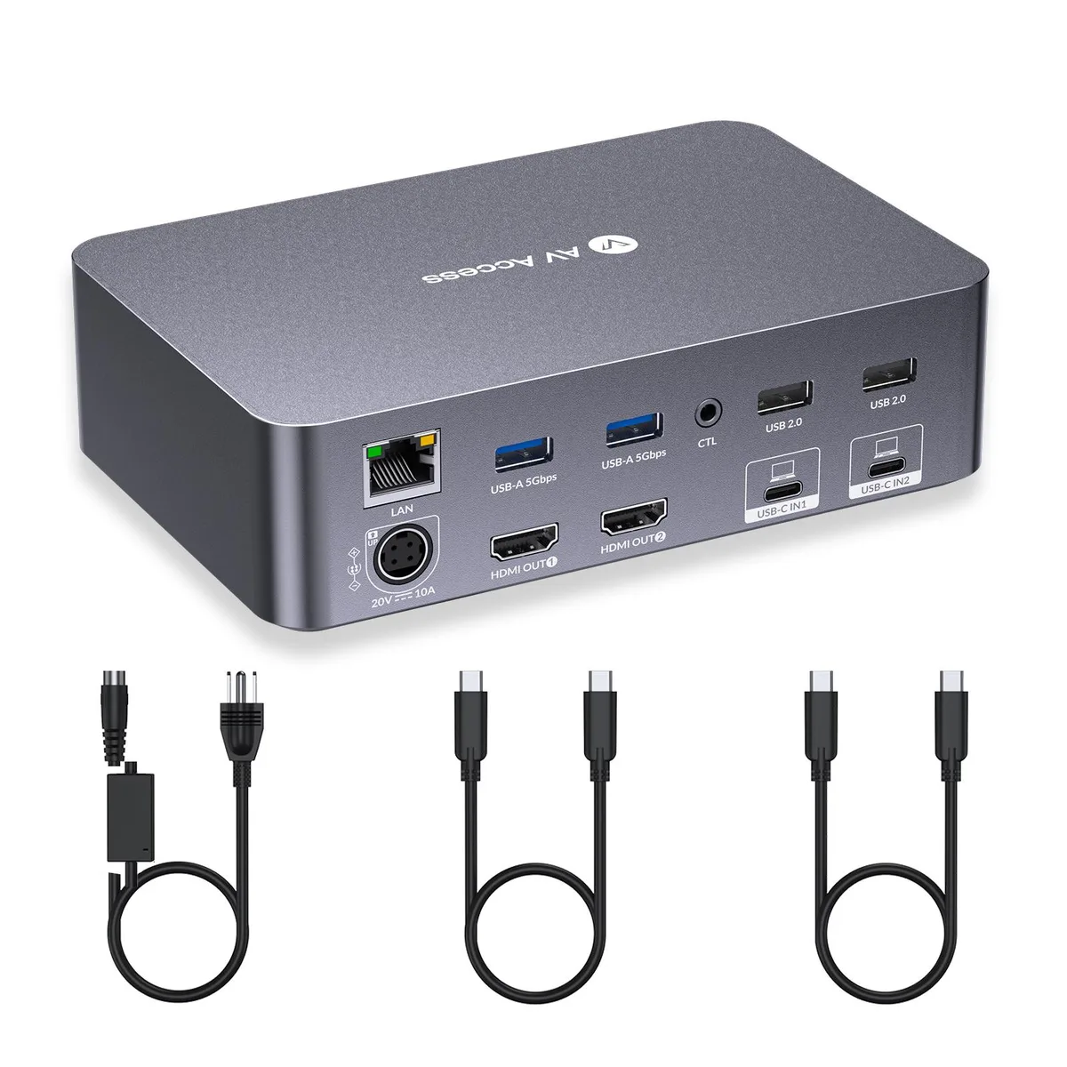 v AV Access AV Access iDock C20 12-in-1 KVM Switch Dual 4K@60Hz 60W PD — product photo