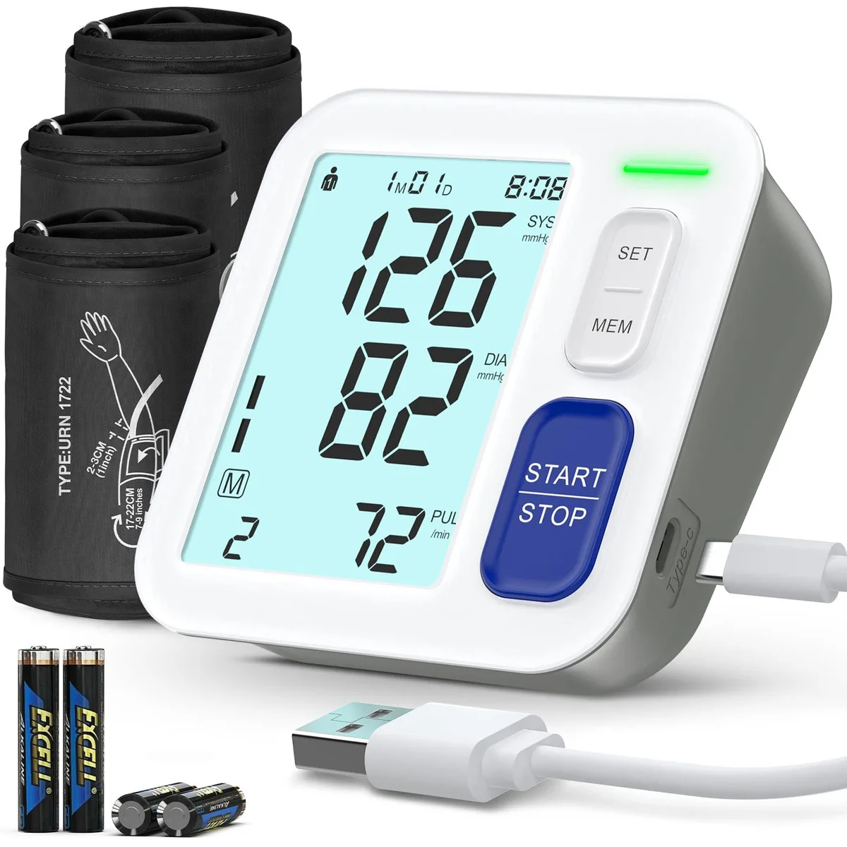  EC2WORLD U80BH blood pressure monitor 7-21 inch cuffs 3 users — product photo