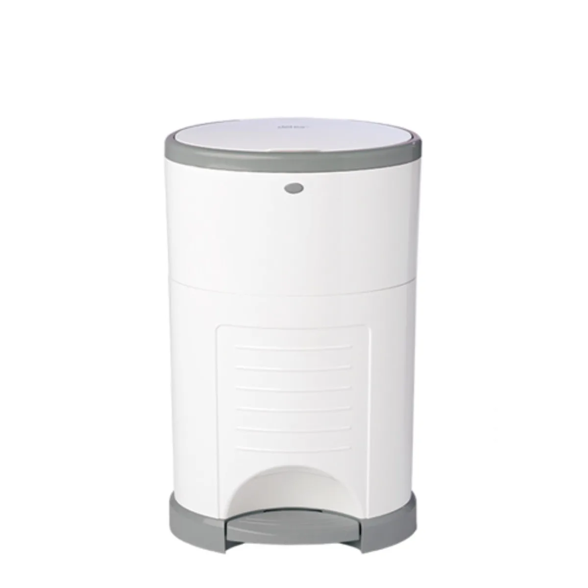 White plastic diaper pail with foot pedal, 15L capacity, sold as 12 pack