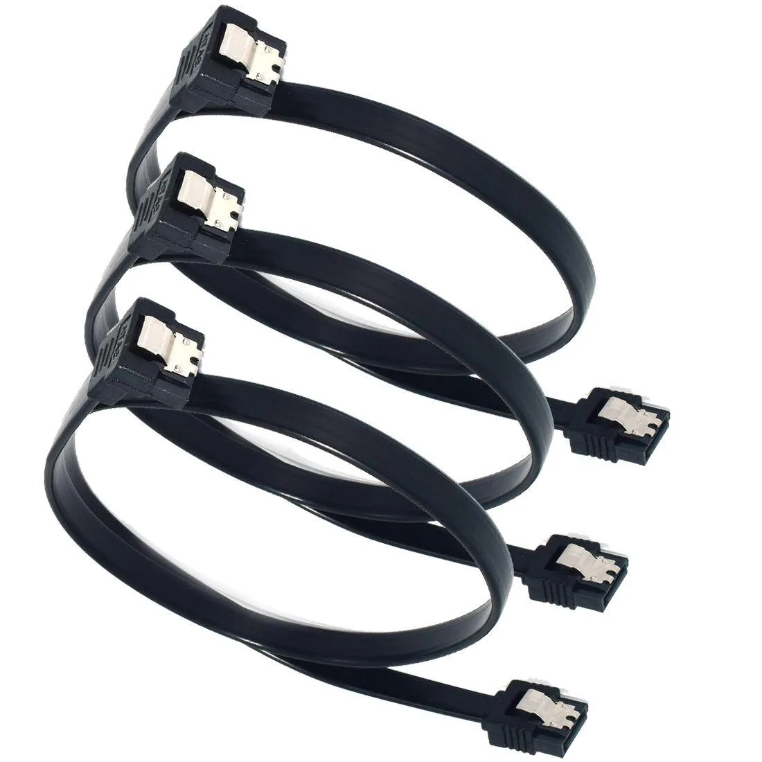  ELifeApply SATA III 6.0 Gbps 90° Right-Angle Locking Cable 18in 3-Pack — product photo