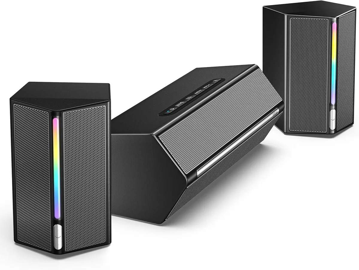 FIFINE AmpliGame speaker set with subwoofer and RGB lighting