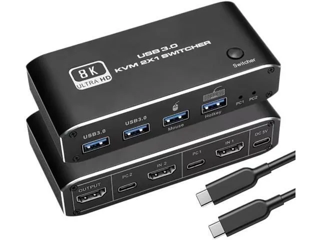 LORDWORLD LORDWORLD 8K HDMI 2.1 KVM Switch 2-in-1-out USB 3.0 — product photo