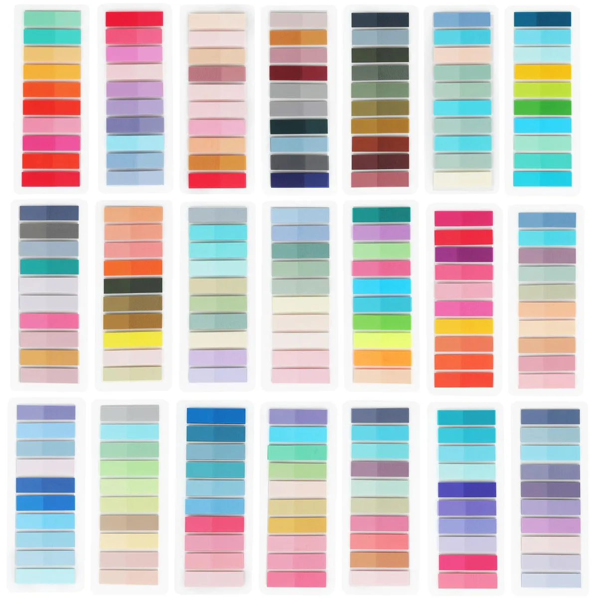 Clear rectangular PET tabs in pastel colours, 4200 pieces on dispenser sheets