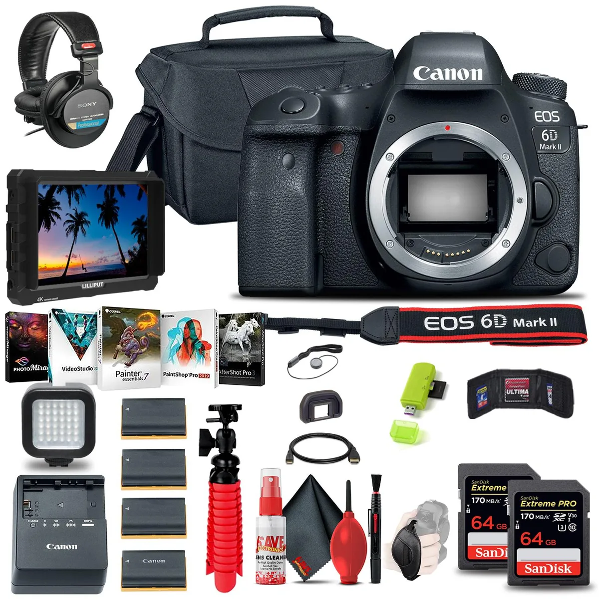 Canon International Canon EOS 6D Mark II DSLR Camera + 4K Monitor Bundle — product photo