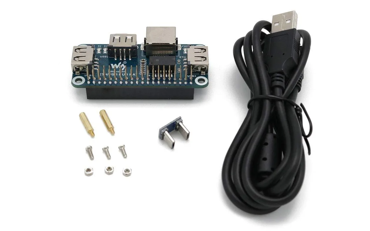 LORDWORLD LORDWORLD Ethernet USB Hub HAT for Raspberry Pi Zero 3x USB 2.0 1x RJ45 10/100M RTL8152B development board — product photo