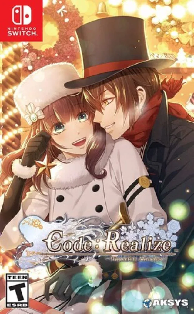 Nintendo Switch game card in red case showing Code Realize Wintertide Miracles artwork