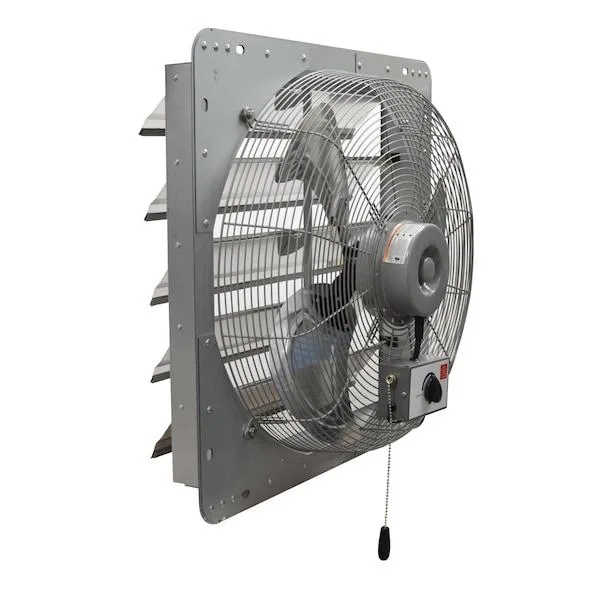 Galvanized steel shutter fan with 20 inch blades and chrome wire guard