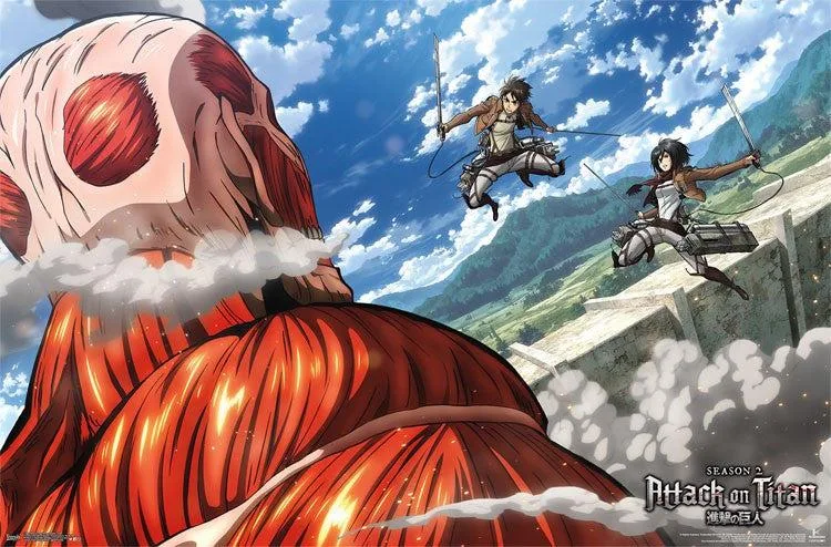 Attack On Titan Double Team poster print 34 x 22 inches on heavy paper
