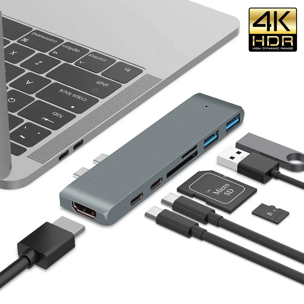 LUOM LUOM PB-8945 Dual USB-C Docking Station 40Gbps Gray — product photo