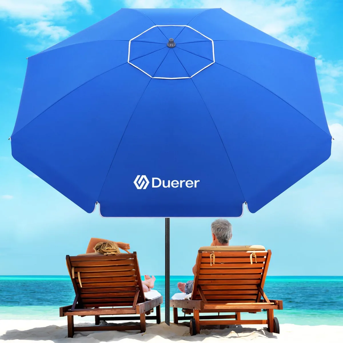  Duerer 8.5ft Beach Umbrella Navy Blue UPF 50+ — product photo