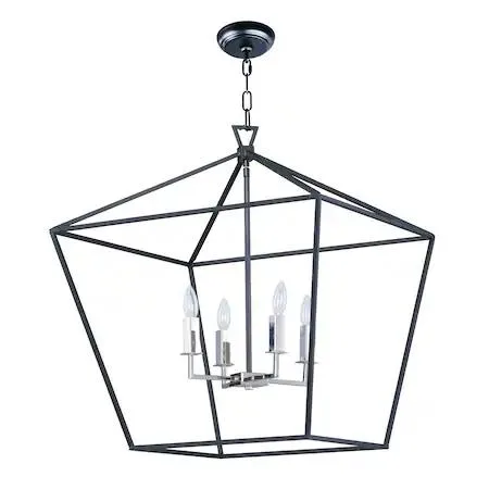 Maxim Maxim Abode 4-Light Chandelier 24.5" Textured Black / Polished Nickel — product photo