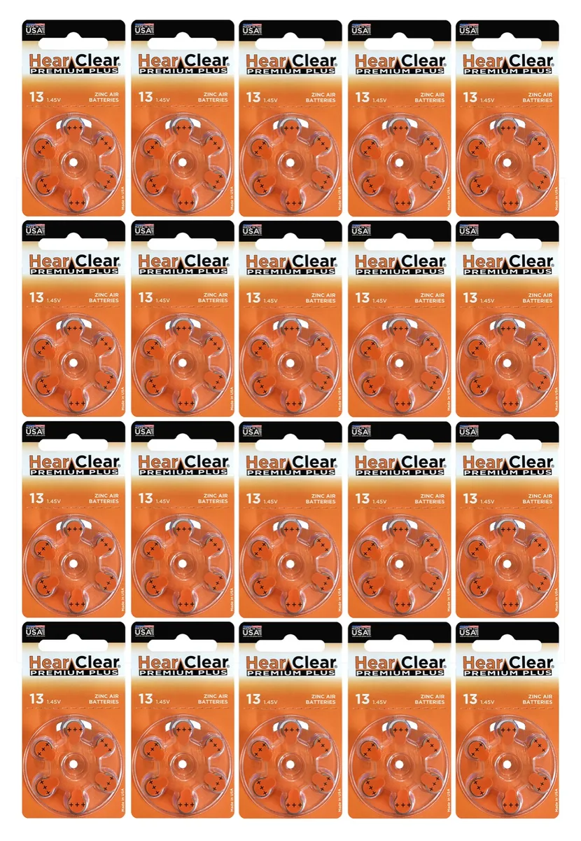 HearClear Battery HearClear Battery Size 13 PR48 Zinc Air Hearing Aid Batteries Orange Tab 120 Pack — product photo