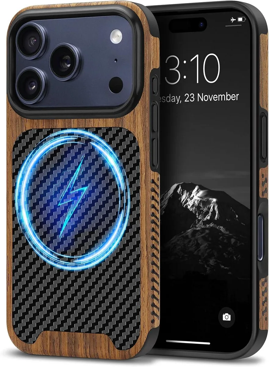 Transcend Transcend Magnetic Case iPhone 17 Pro Max 6.9 Wood Grain Carbon Fiber Black — product photo