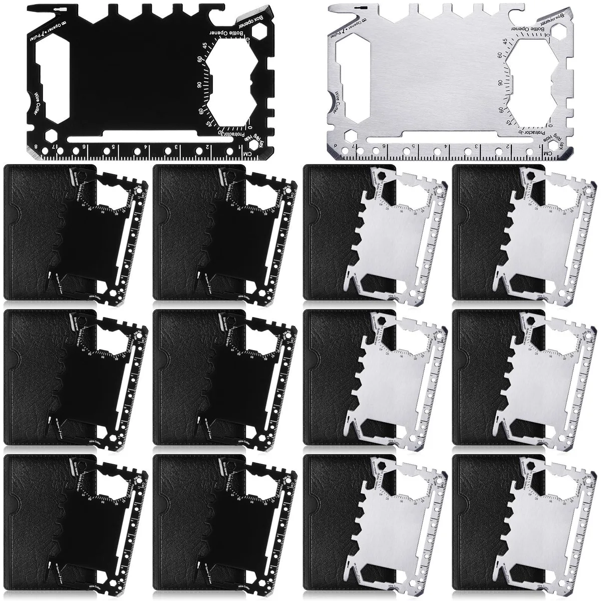  Cholemy QIN-Cholemy-4098 12 Pcs Credit Card Wallet Multitool Black Silver — product photo