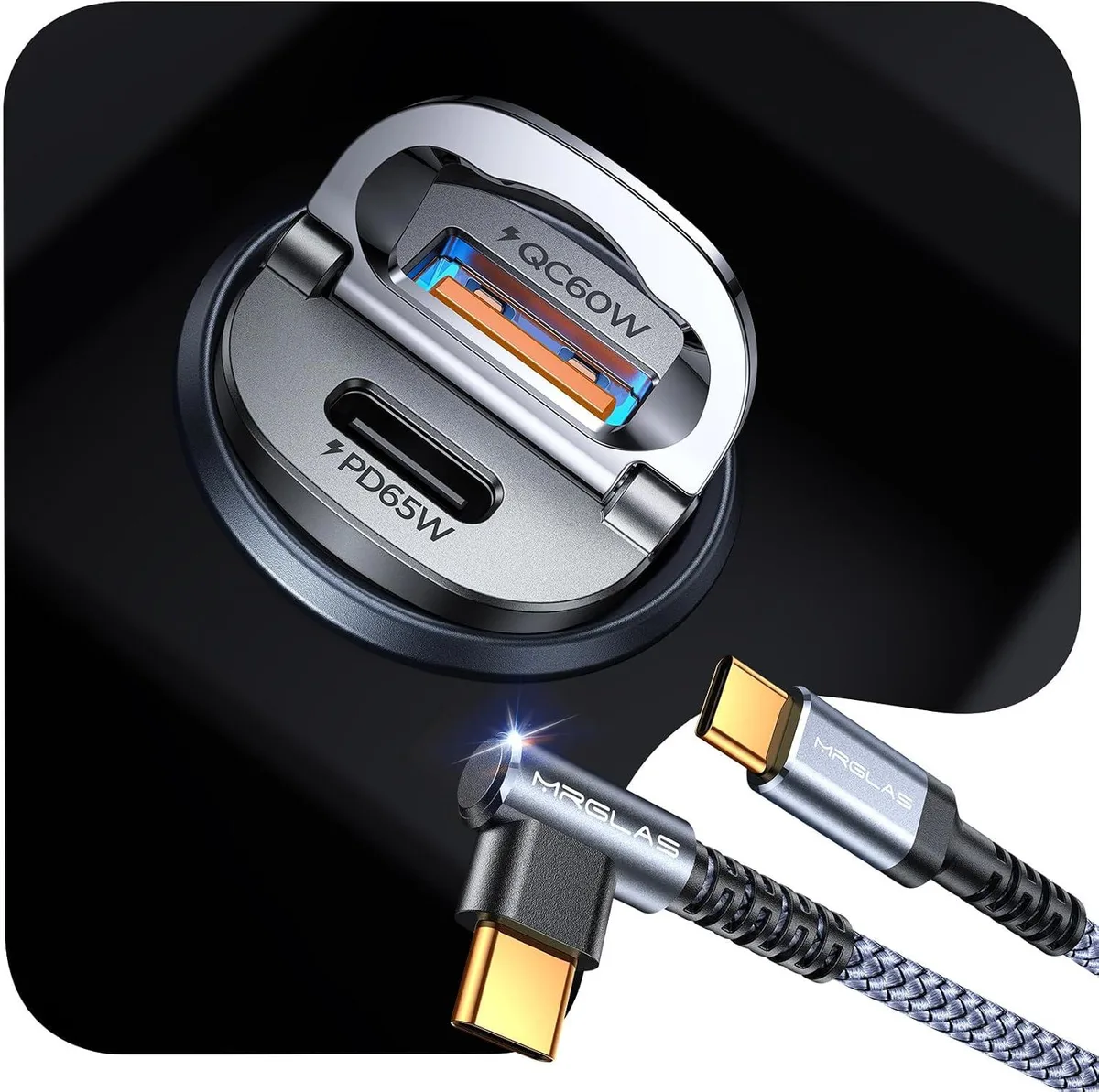 Hamzan Hamzan 125W USB-C Car Charger PD65W QC60W 3.3FT Cable — product photo
