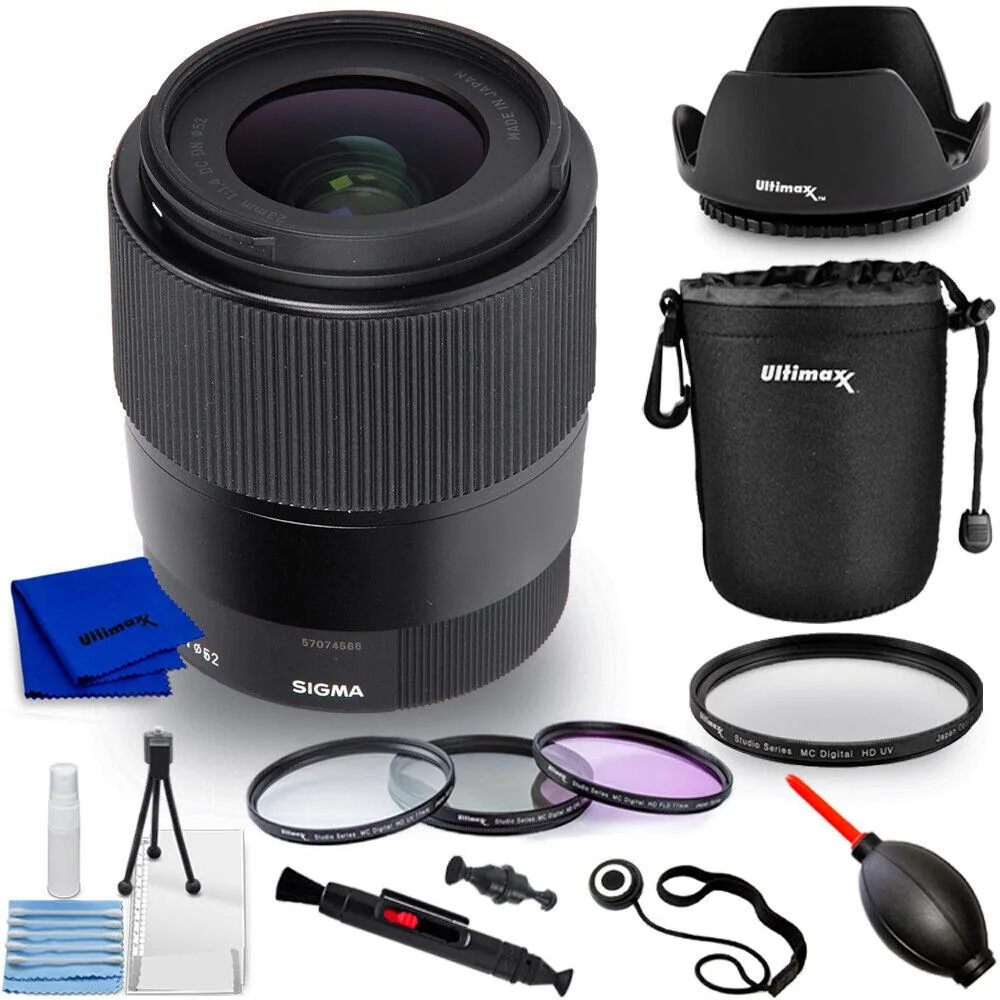 SIGMA Sigma 23mm f/1.4 DC DN Contemporary Lens Sony E 10PC Accessory Bundle — product photo