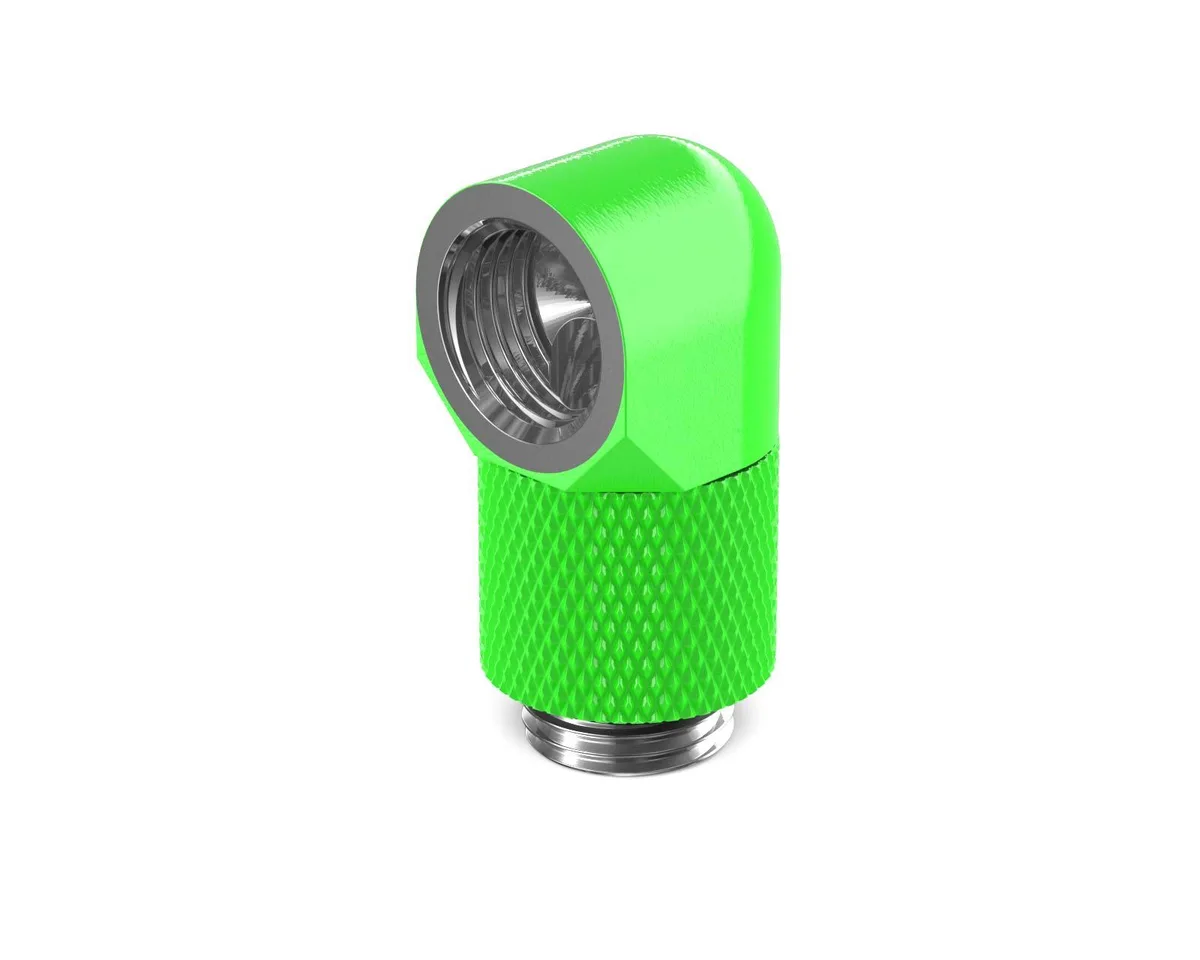 PrimoChill PrimoChill G1/4 90° Rotary 15mm Extension Elbow Fitting UV Green — product photo