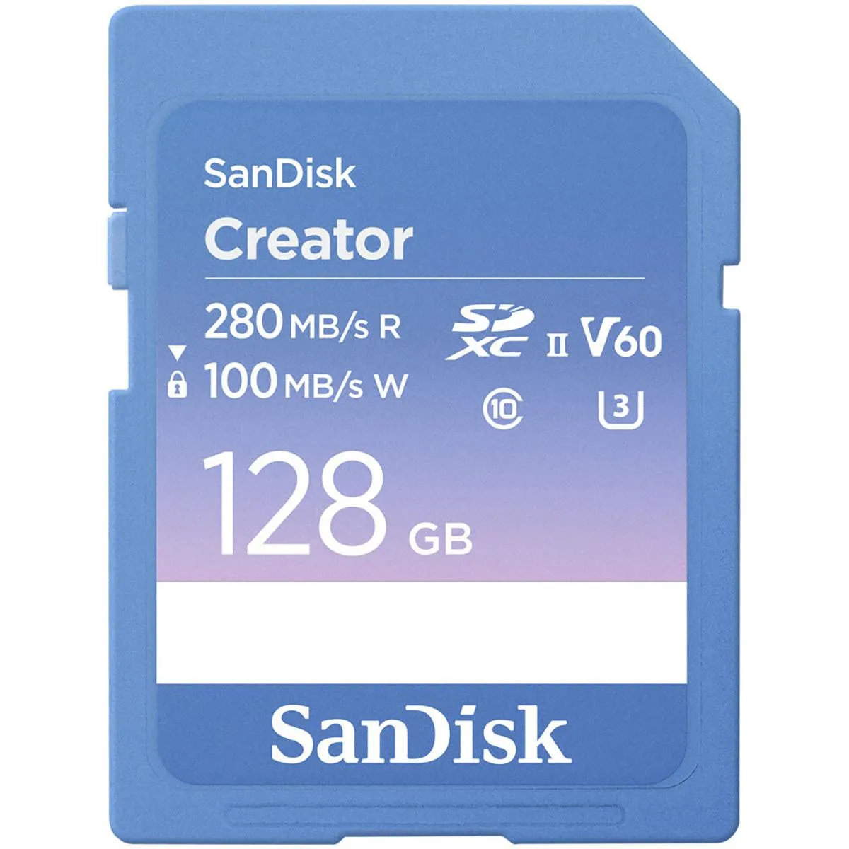 SanDisk SanDisk 128GB UHS-II SDXC V60 memory card — product photo
