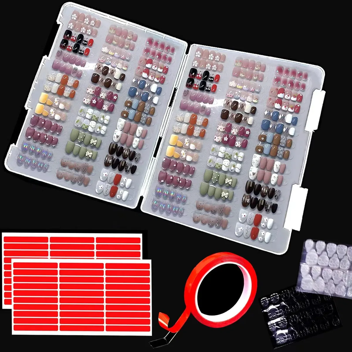 Transparent plastic nail storage box, 12 by 9 by .8 inches, 10-pack