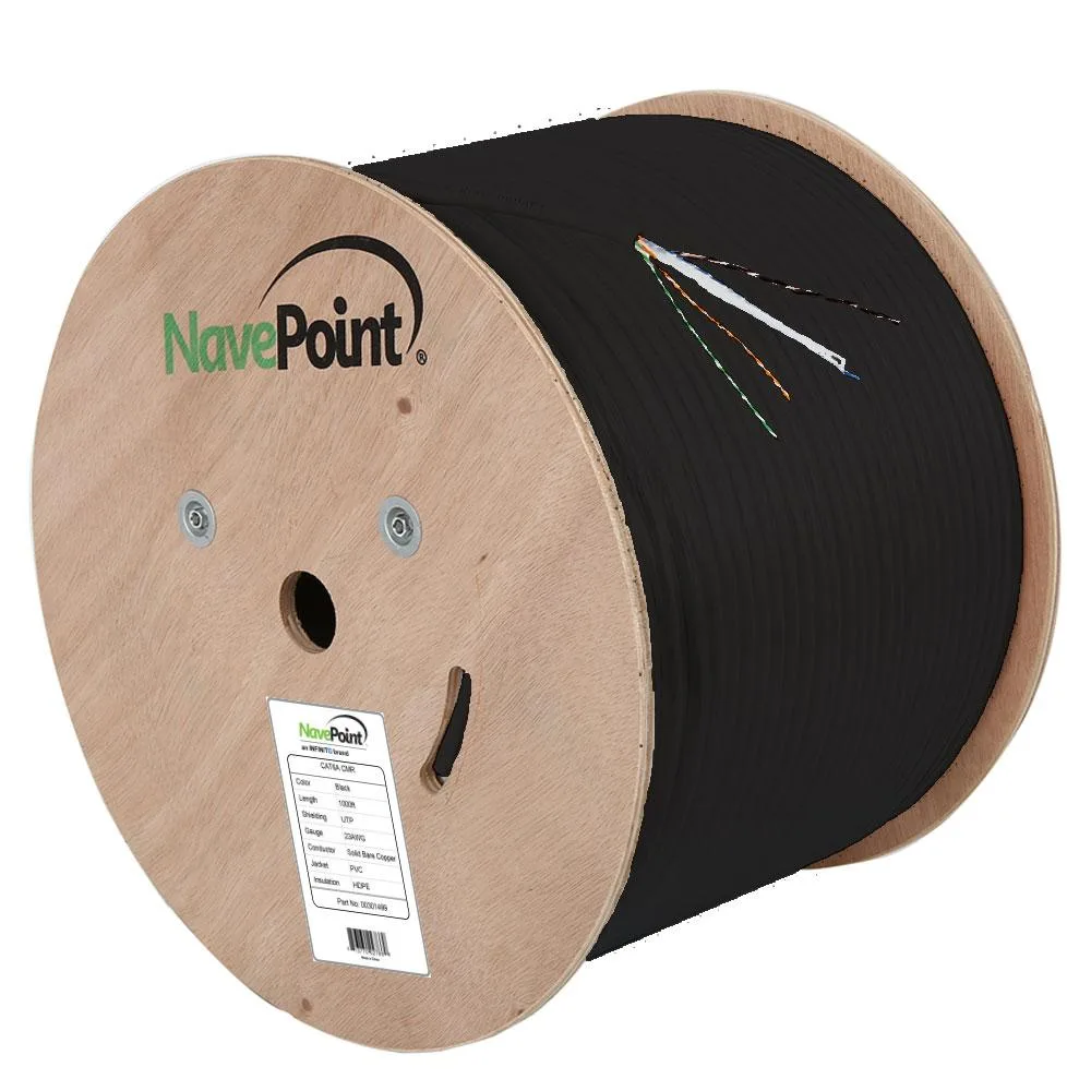 NavePoint NavePoint CAT6A Riser CMR 1000 Ft Black 23AWG 500 MHz network ethernet cable — product photo