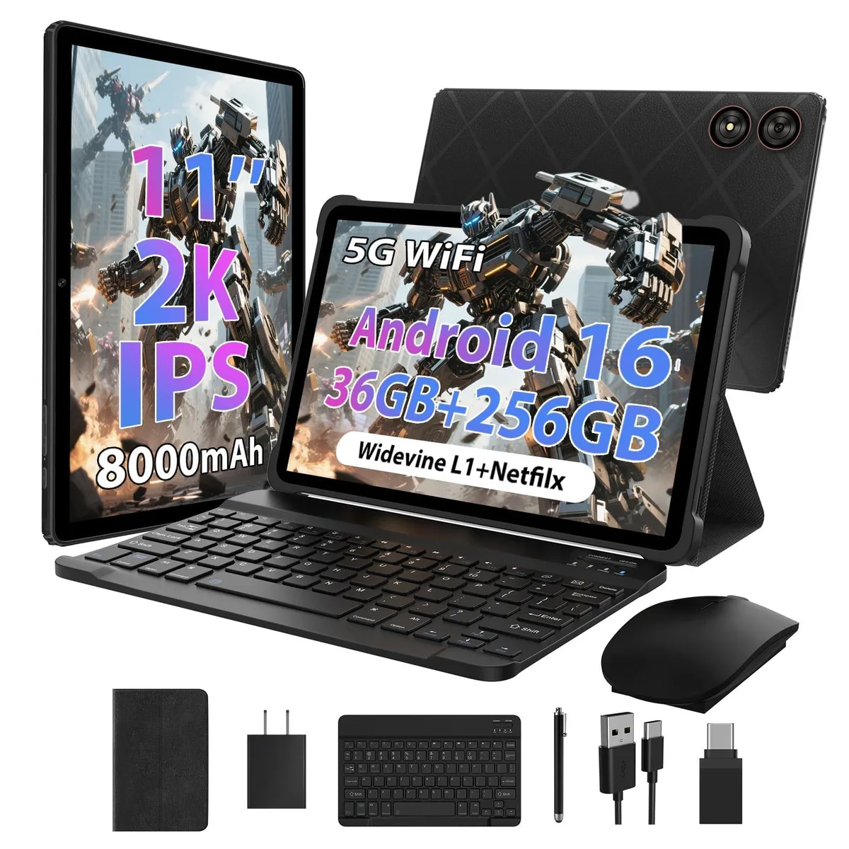 Batianda Batianda 11 inch 2K FHD 36GB 256GB T7200 8000mAh 2 in 1 accessory — product photo
