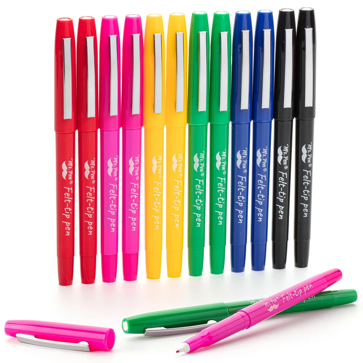  Mr. Pen Felt Tip Pens 12 Pack 0.7 mm Assorted Colors — product photo