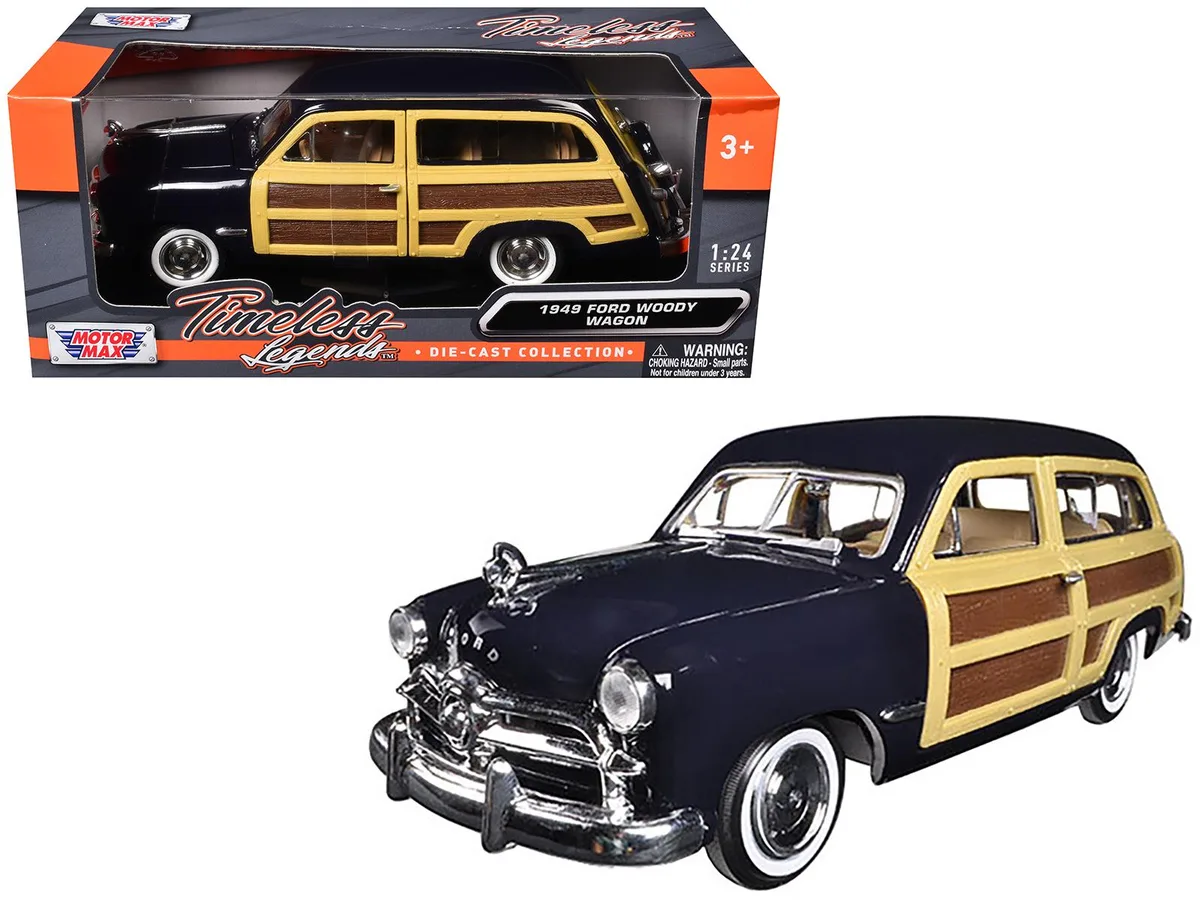 MOTORMAX MOTORMAX 1949 Ford Woody Wagon Dark Blue 1/24 Diecast Hobby Collectible — product photo