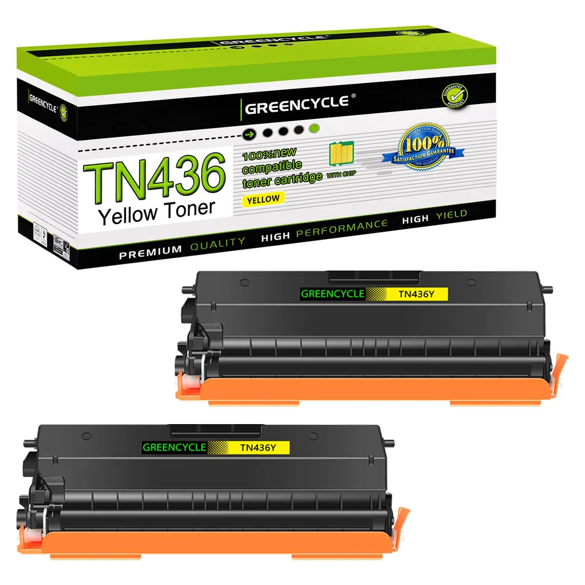GREENCYCLE GREENCYCLE Yellow Toner Cartridge TN436Y 2 Pack 6500 Pages — product photo