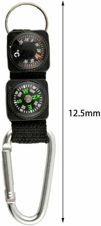  Airwheel Carabiner Keychain Compass Thermometer Black Small — product photo