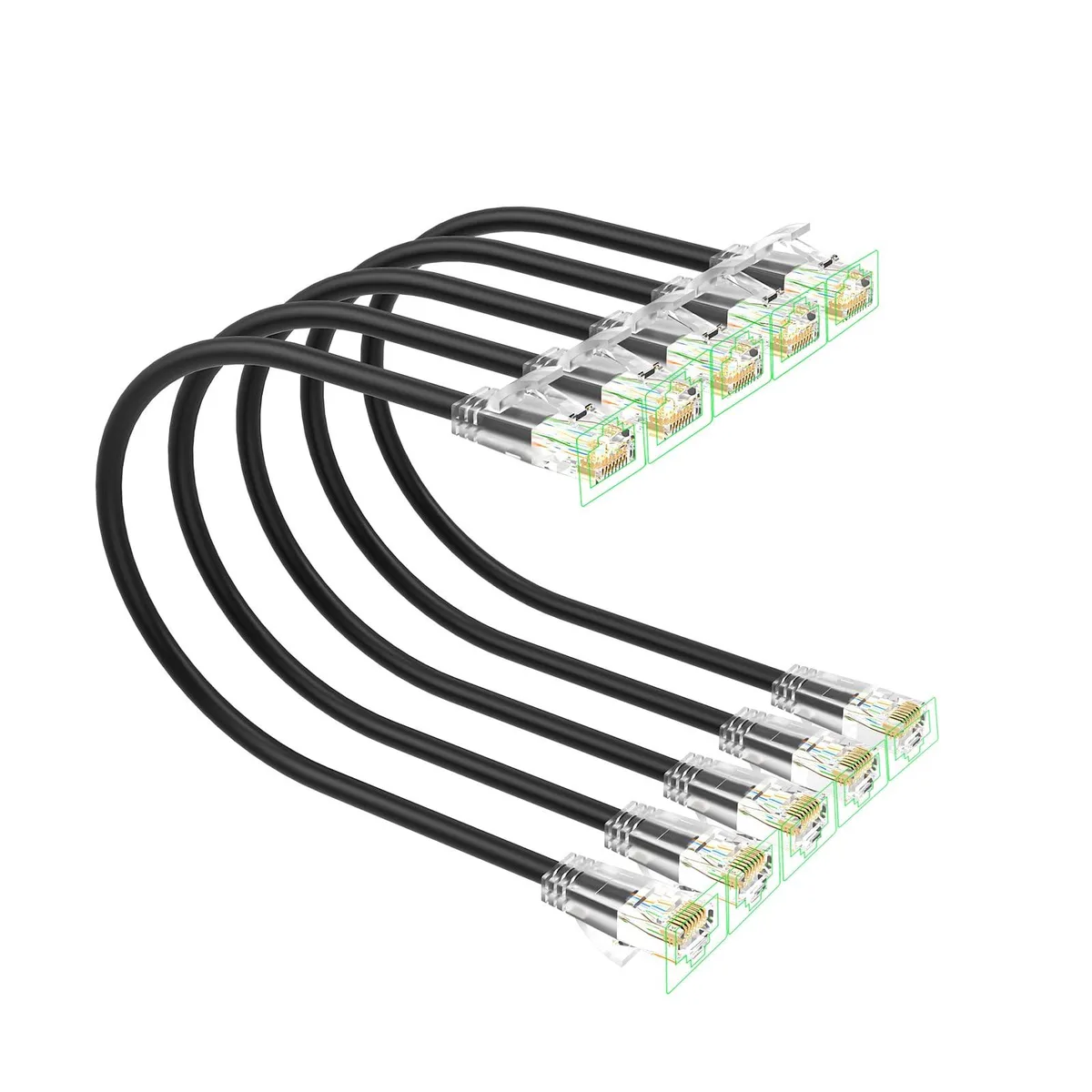  Xcftaud Cat6a 10Gbps 550MHz 28AWG 3ft 5-Pack Black — product photo