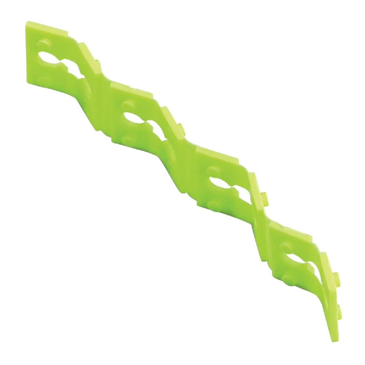 Four white plastic screw spacers on a card