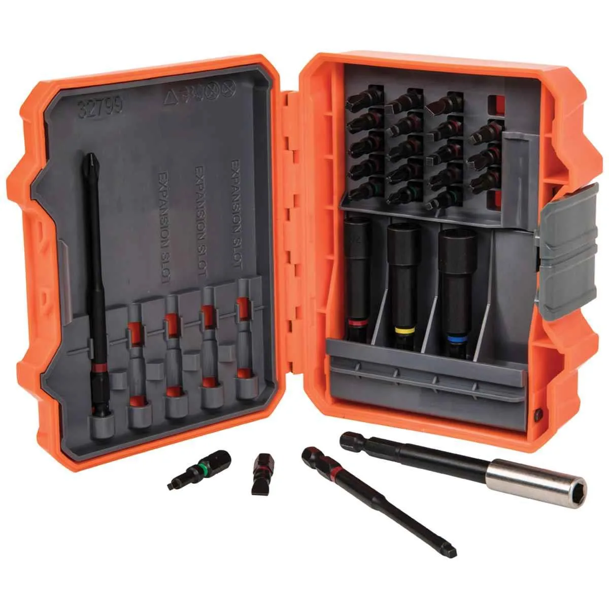 26-piece Klein Tools impact bit set in durable case with steel hinges