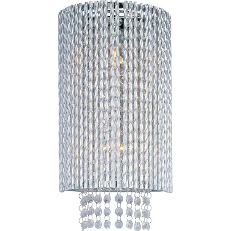 Polished chrome spiral wall sconce with crystal beads