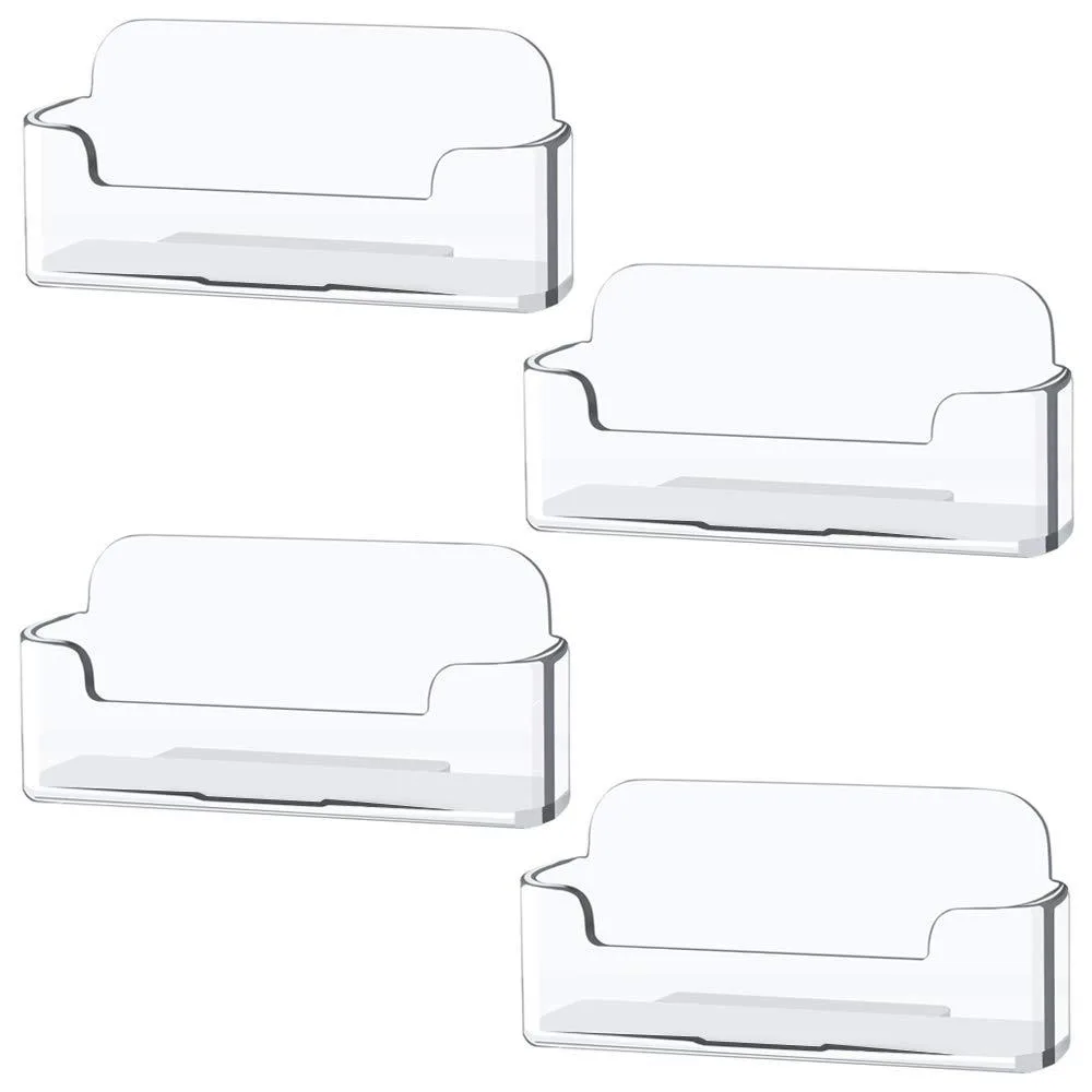 Four clear acrylic card holders rectangular transparent finish