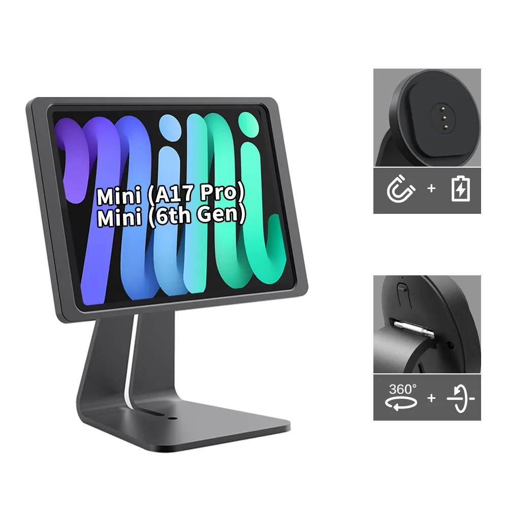 EMONITA EMONITA Magnetic iPad Stand with Charging Case for iPad mini (A17) 8.3" 360° Black — product photo