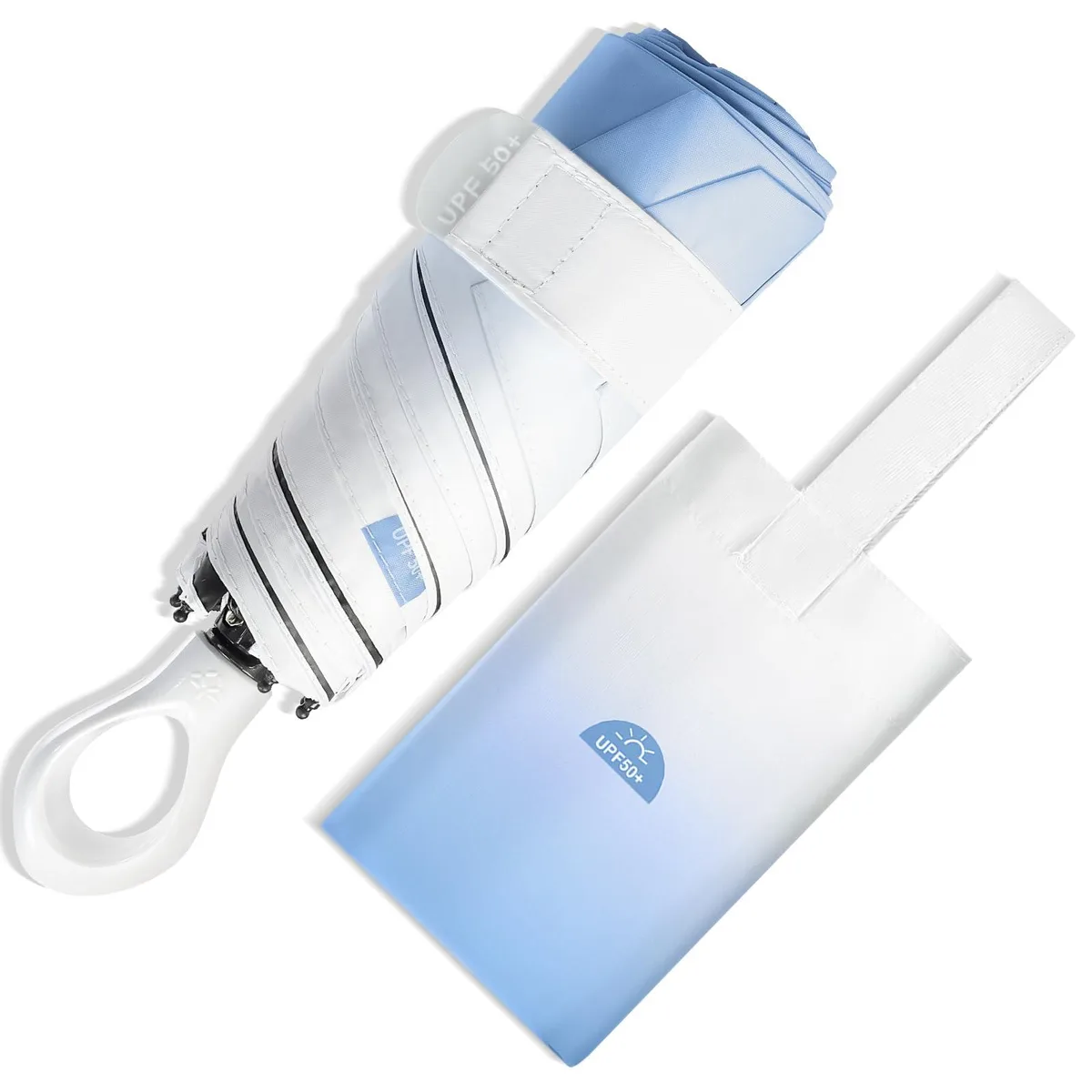 ECOBRELLA UPF 50+ Mini Umbrella Blue 9inch .52lb — product photo