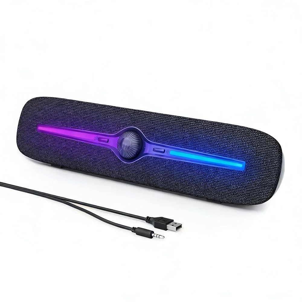 SOULION R90 2.0 Speaker Gray 6 W 3.5 mm AUX Bluetooth LED 2.9 in x 12.7 in x 2.9 in 0.558 kg — product photo