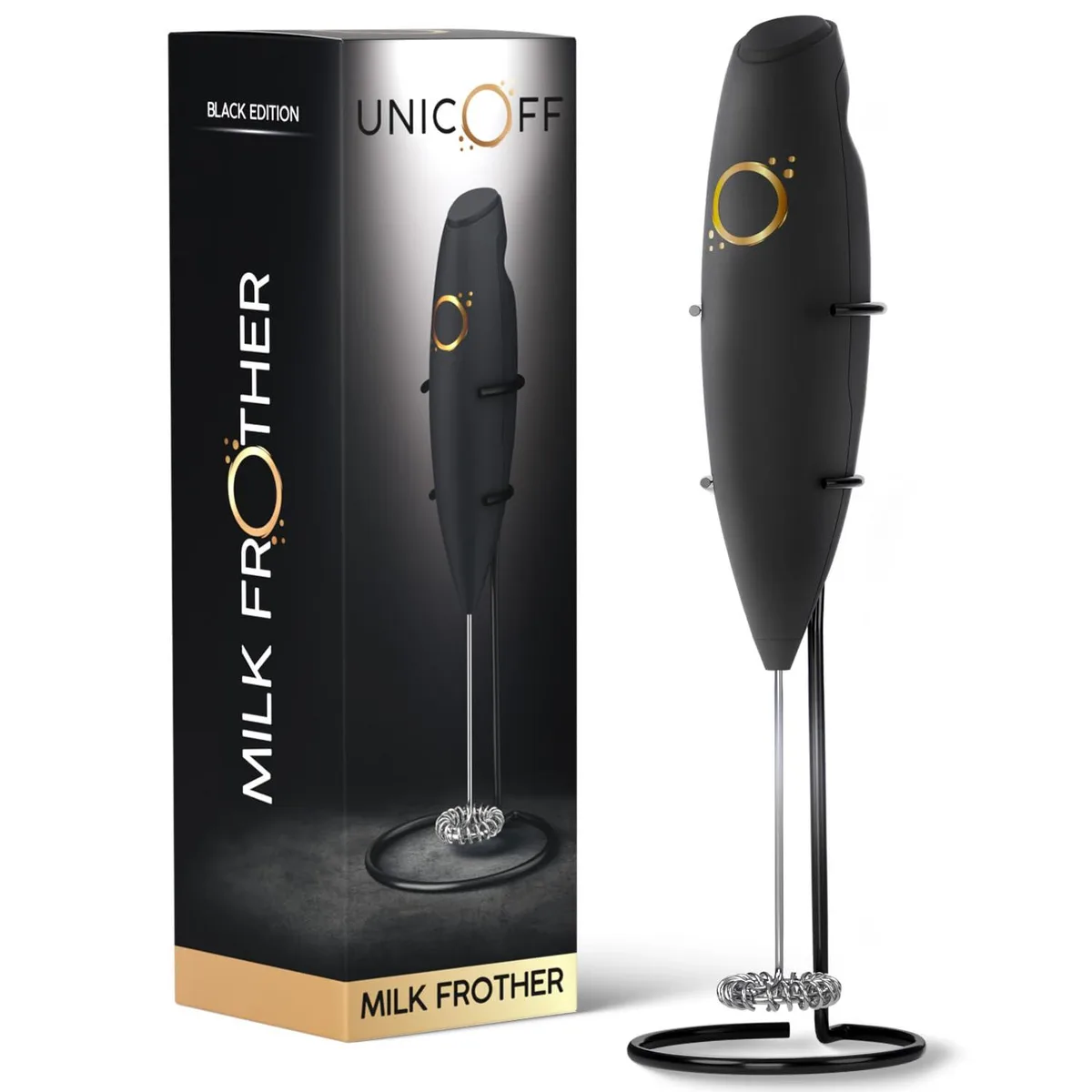  Brentwood Handheld Milk Frother Unicoff EP-460A Matte Black Onyx 19000 rpm — product photo