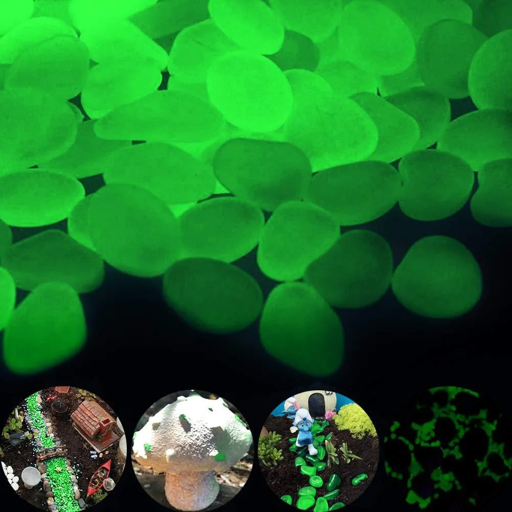  GLOCARNIVAL Green Glow Pebbles 300 pcs Resin 0.7-1.2 in — product photo