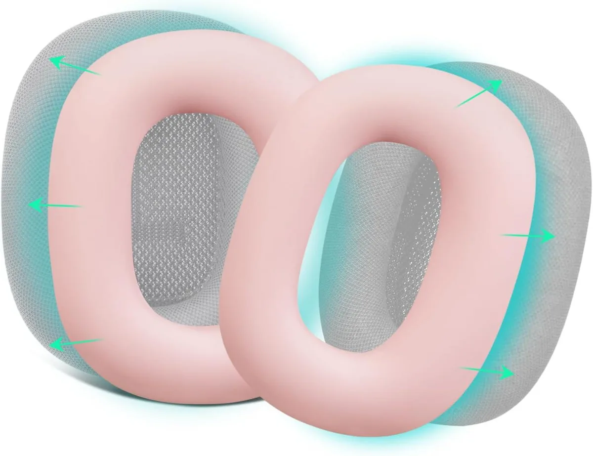 Pink silicone ear pad covers for AirPods Max headphones