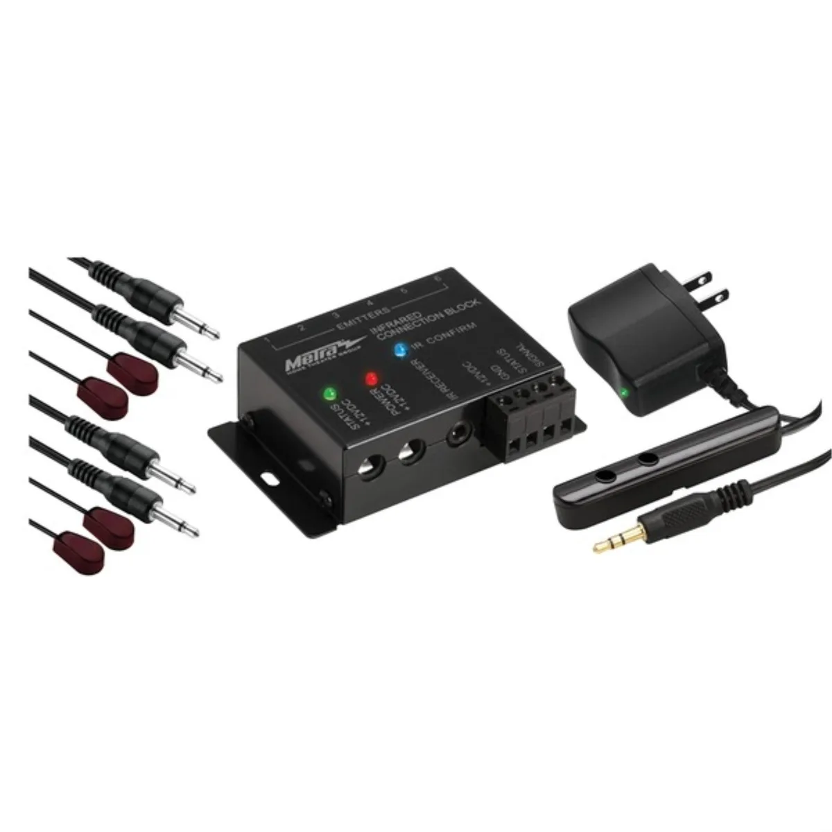 IR kit with bar receiver, four emitters, connecting block and power supply
