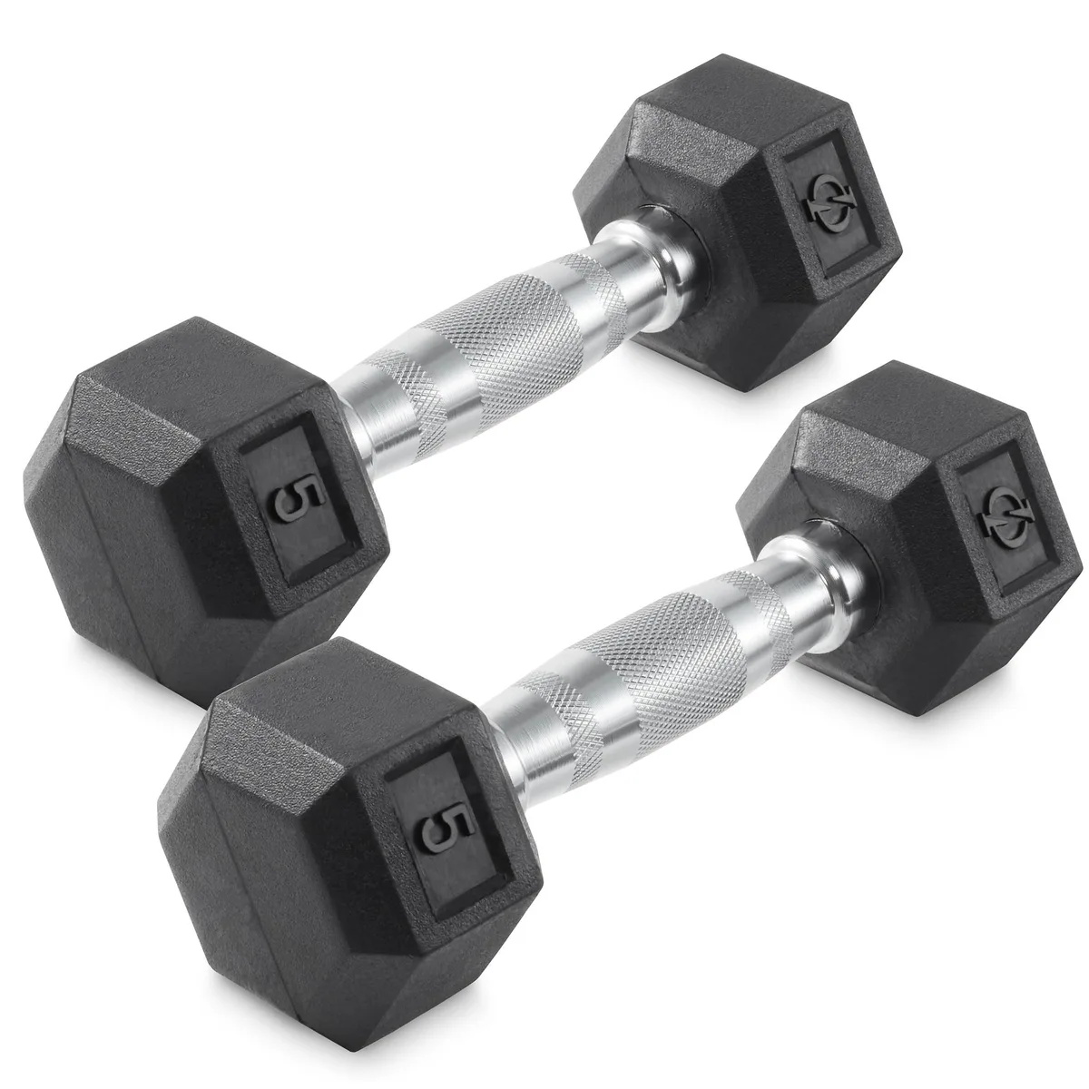 Philosophy Gym Philosophy Gym Rubber Coated Hex Dumbbell 5 lb Pair weight training — product photo