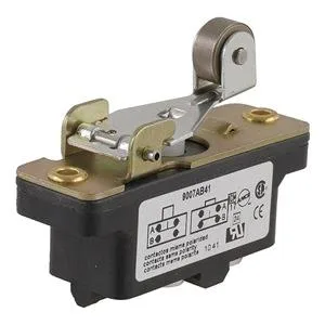 Square D industrial snap-action switch with roller lever actuator, metal body, screw terminals