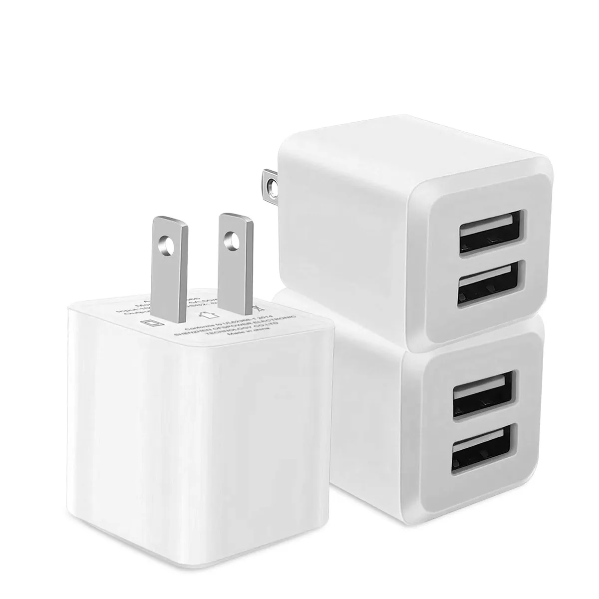 No Sew No Sew OFS-566 dual USB wall charger 5V 2.4A 3-pack white — product photo