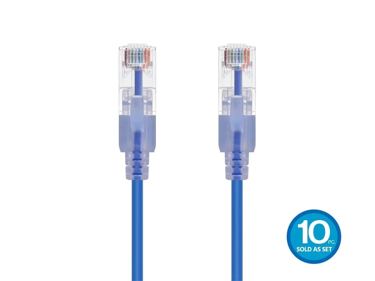 Monoprice Inc. Monoprice Inc. 129436 Cat6A network ethernet cable 30AWG 2ft Blue 10-Pack — product photo