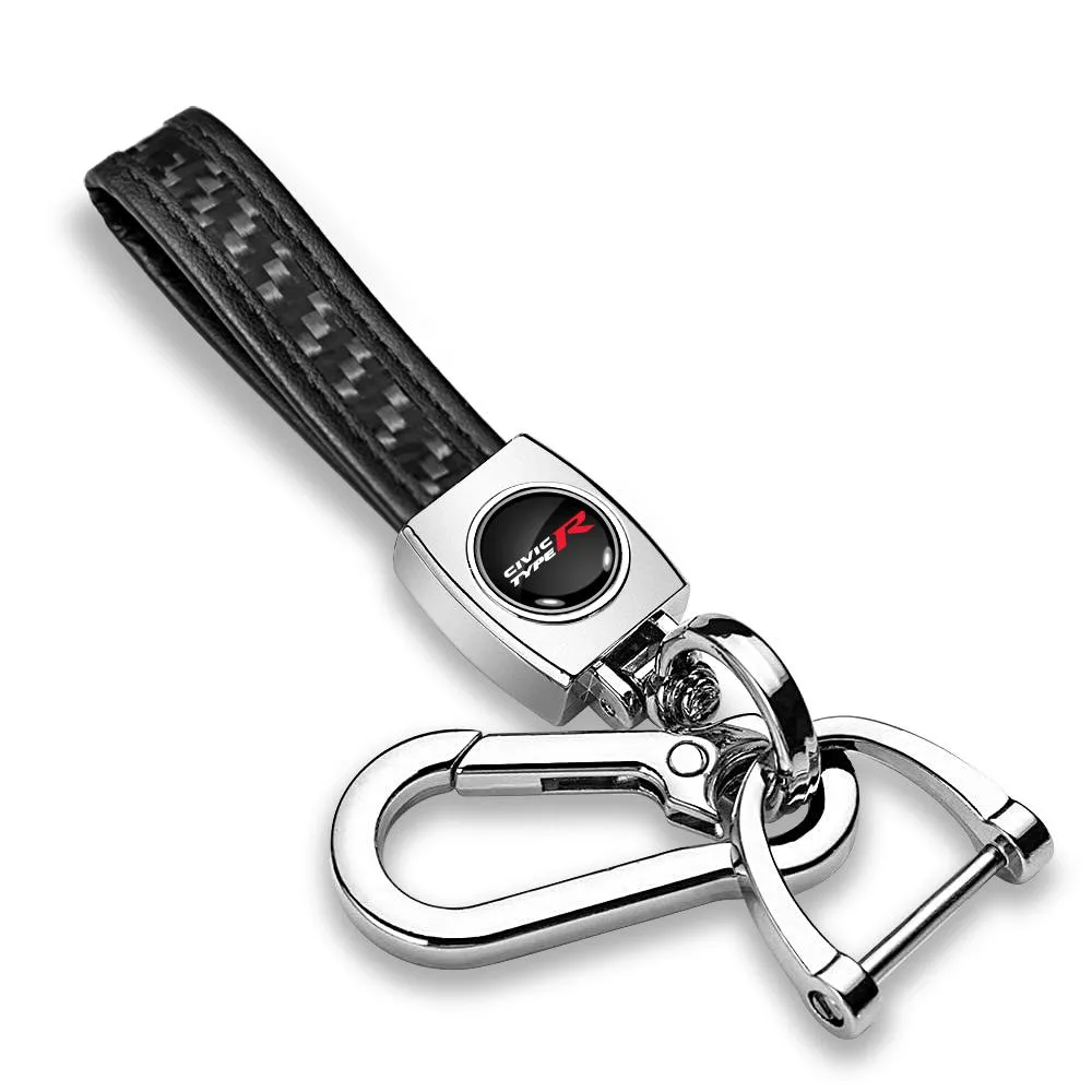 iPick Image, LLC iPick Image, LLC Honda Civic Type-R Black Real Carbon Fiber Loop-Strap Chrome Hook Key Chain — product photo