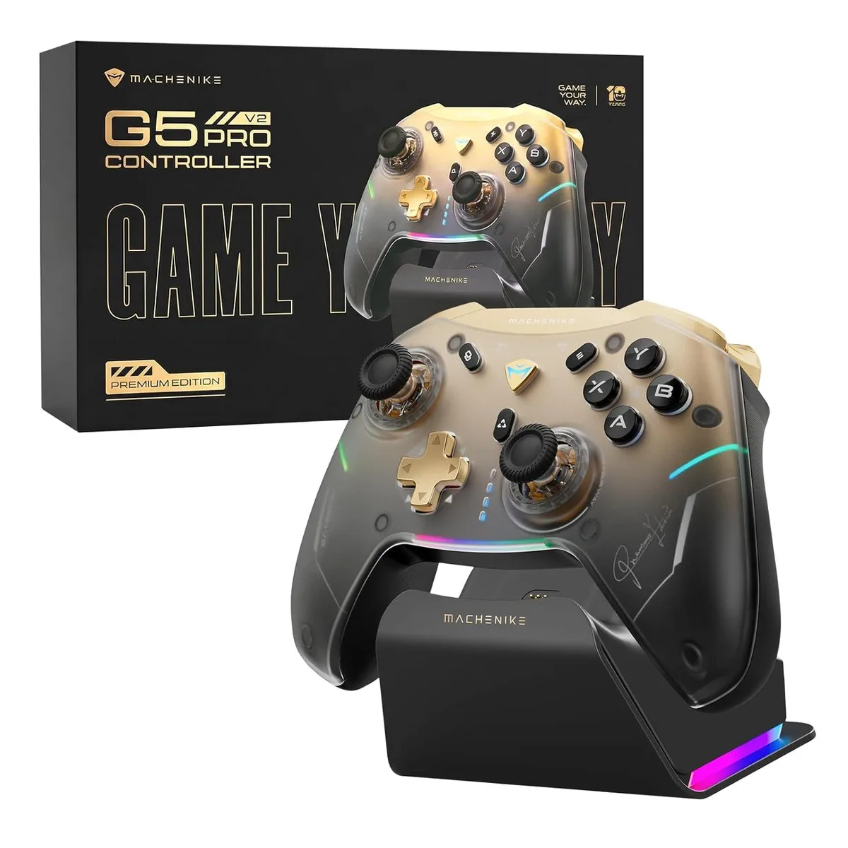 Machenike Machenike G5Pro V2 1000Hz Wireless Game Controller Black Gold — product photo