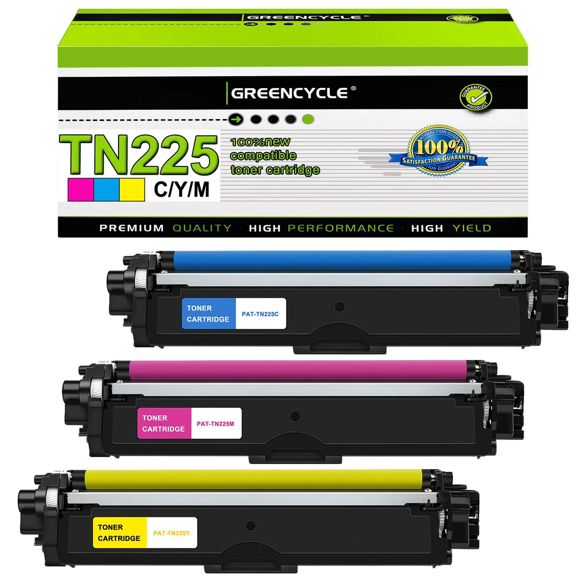 GREENCYCLE GREENCYCLE TN225 3 Pack Toner Cartridge Cyan Magenta Yellow 2200 Pages — product photo