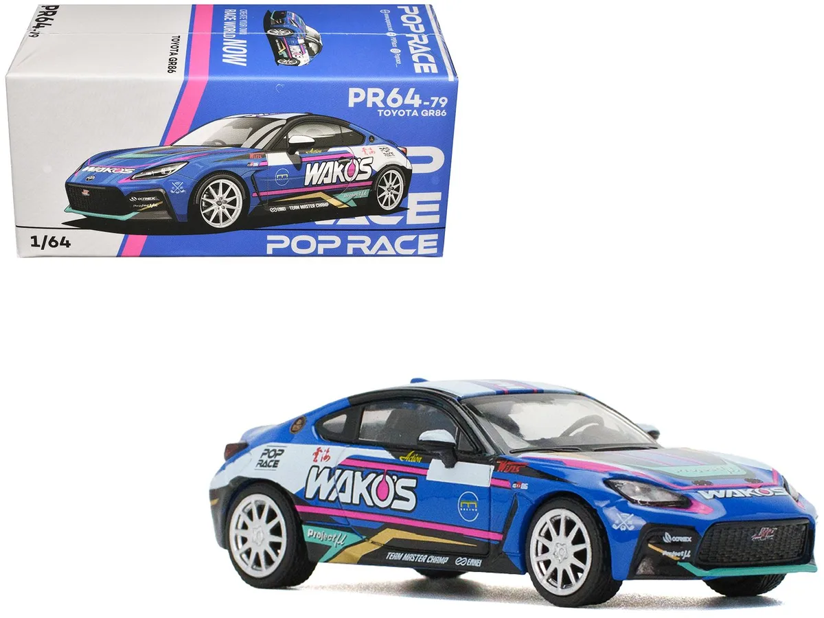 Pop Race Pop Race Toyota GR86 "Wako's" Blue 1/64 Diecast Car — product photo