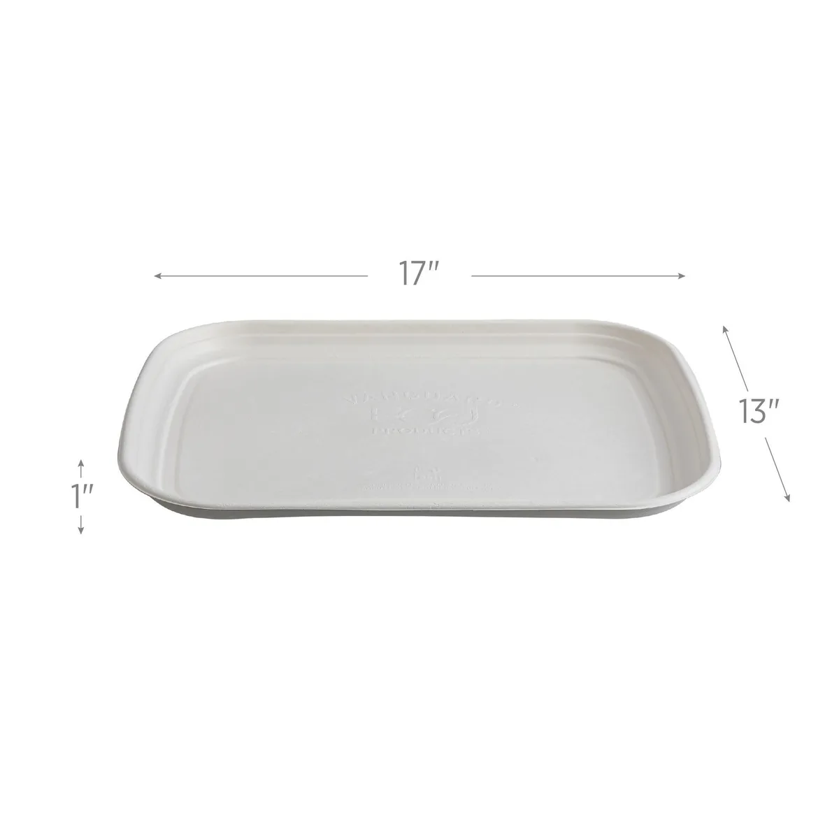Eco-Products Eco-Products EP-SCTR1317NFA White Sugarcane Platter 13 x 17 100/Carton — product photo